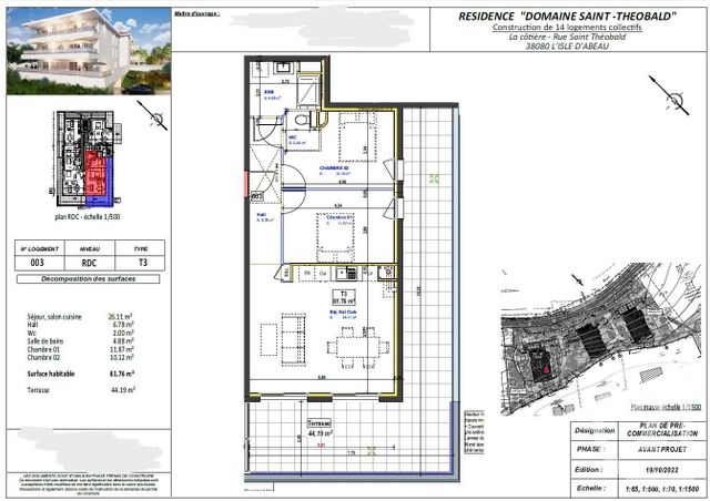 Appartement T3 à vendre - 3 pièces - 61.76 m2 - L ISLE D ABEAU - 38 - RHONE-ALPES - Century 21 Immobilier Batigimm